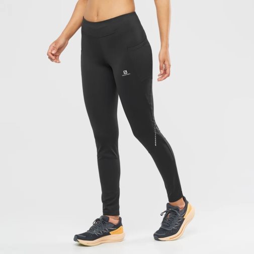 Black Salomon Cross Run 28'' Women's Running Tights | PH 59630O